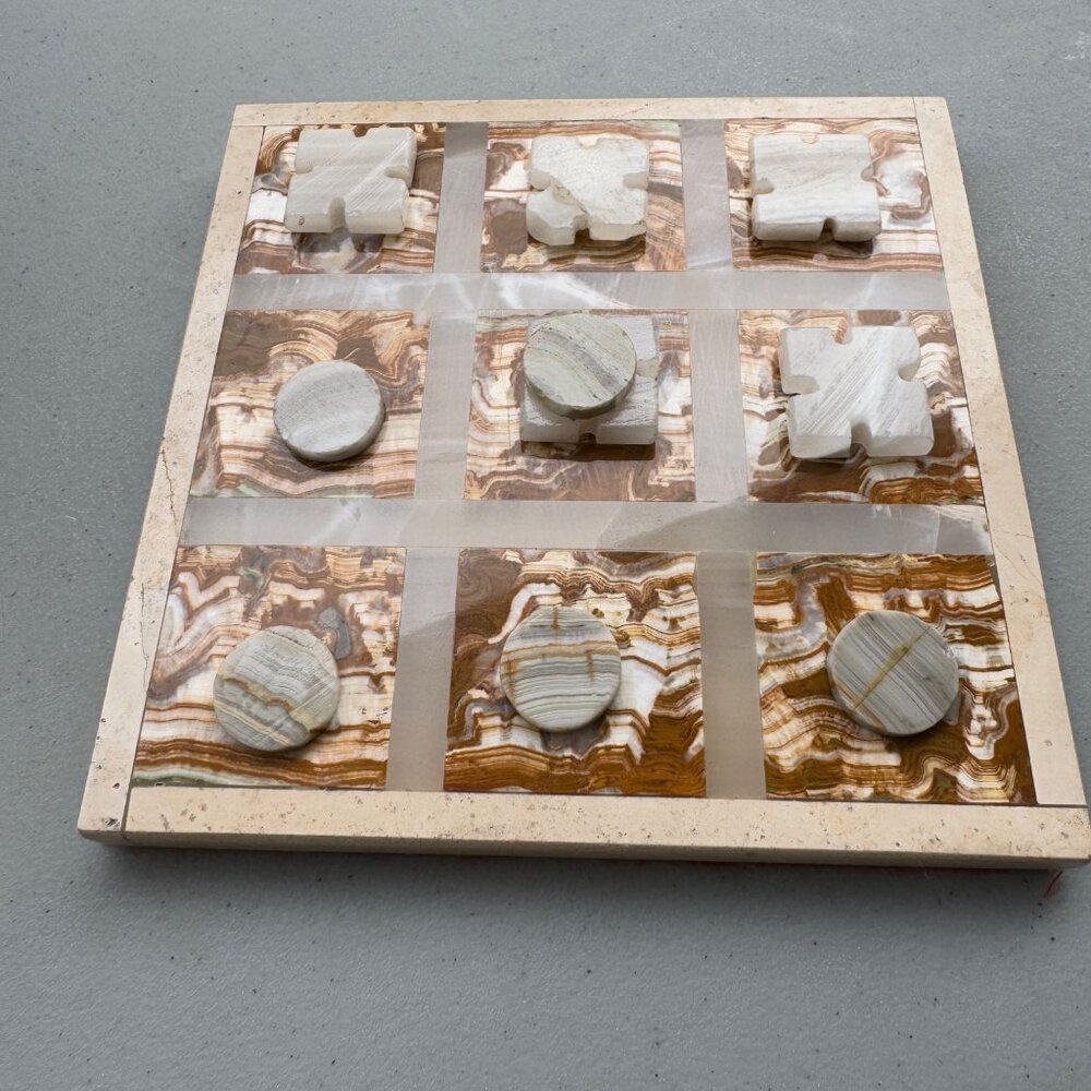 Mini Marble Xs and Os Set, Marble Board, Vintage 70s, Marble Stone, XOX, Games,